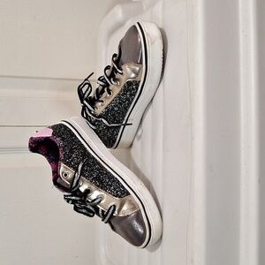 Madden Girl Glittery Black and Silver Kids Sneakers